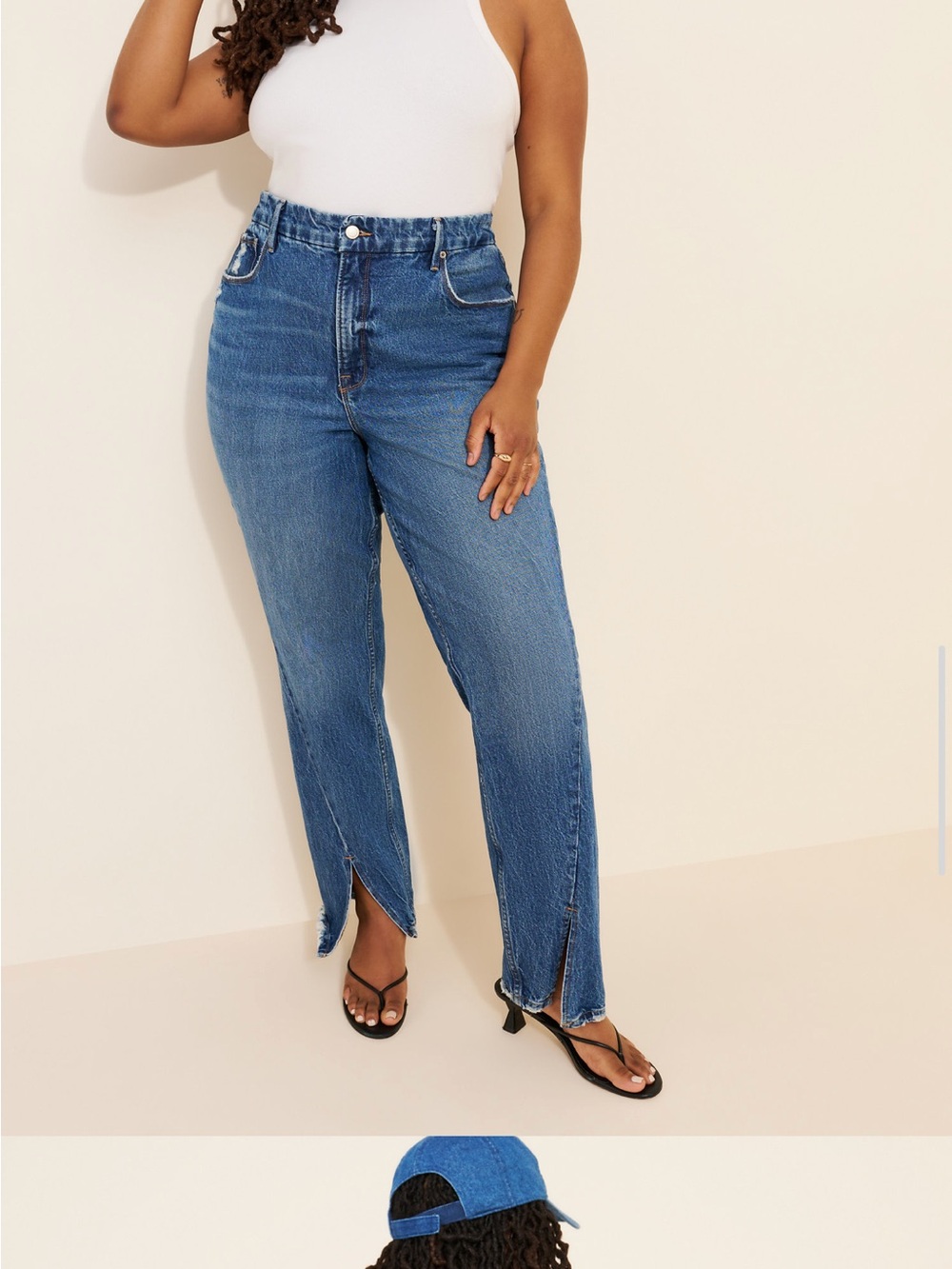Nwt Good American Good Icon Twisted Slit
Straight Leg Jeans